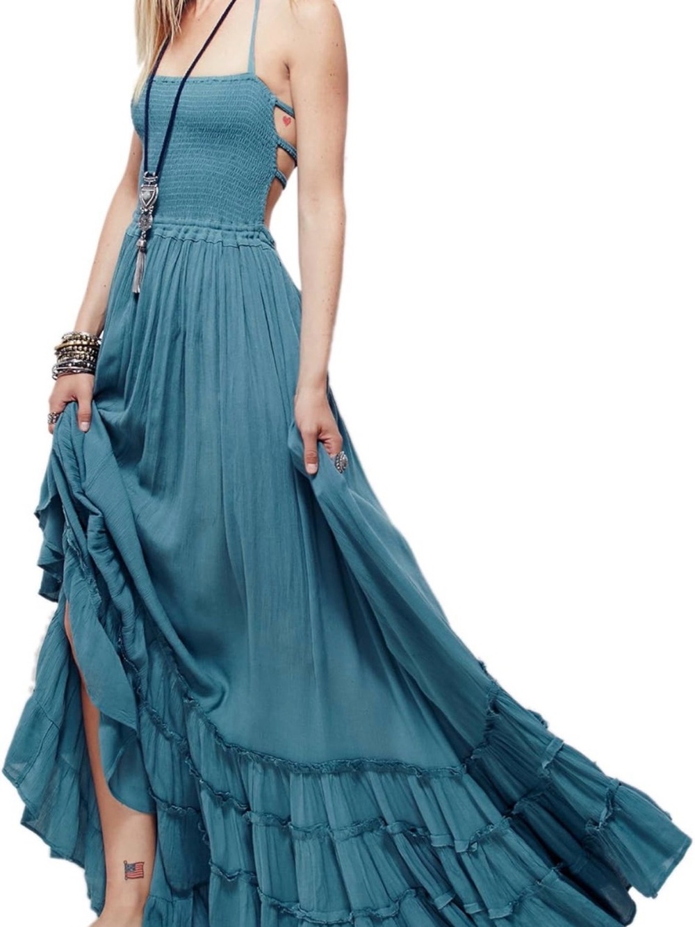 Blue Strappy Maxi Dress - Stylish Women's Summer Dress